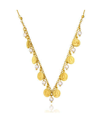 Srebrny naszyjnik  pozłacany 18k złotem Gold monety