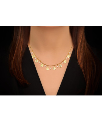 Srebrny naszyjnik  pozłacany 18k złotem Gold monety