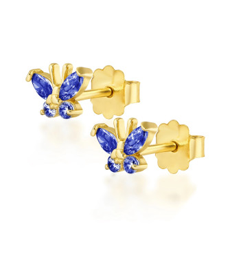 Blue butterfly gold earrings