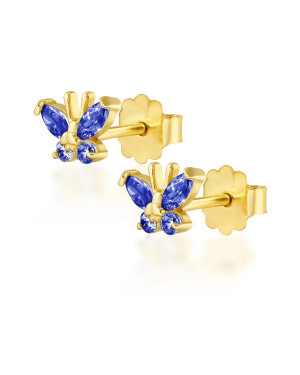 Blue butterfly gold earrings