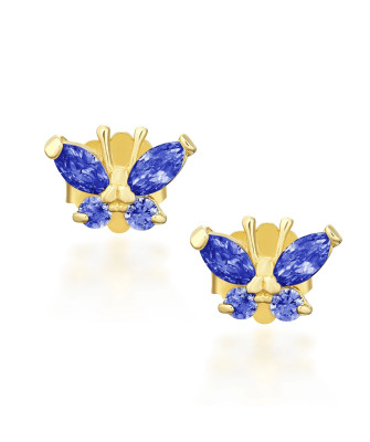 Blue butterfly gold earrings
