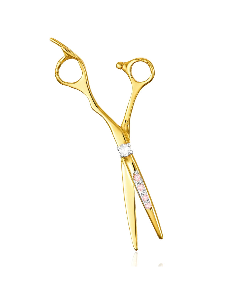 Gold scissors adorned with cubic zirconia 14k test