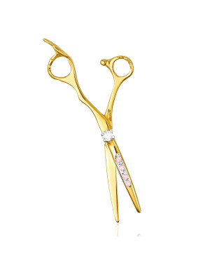 Gold scissors adorned with cubic zirconia 14k test