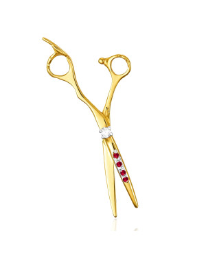Gold scissors adorned with cubic zirconia 14k test