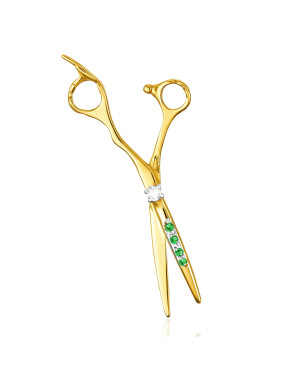 Gold scissors adorned with cubic zirconia 14k test