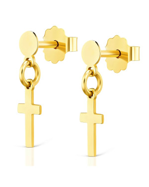 14k gold stud earrings with cross