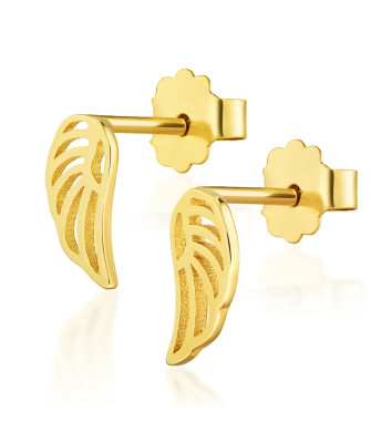 Złote kolczyki mini skrzydełka 14k