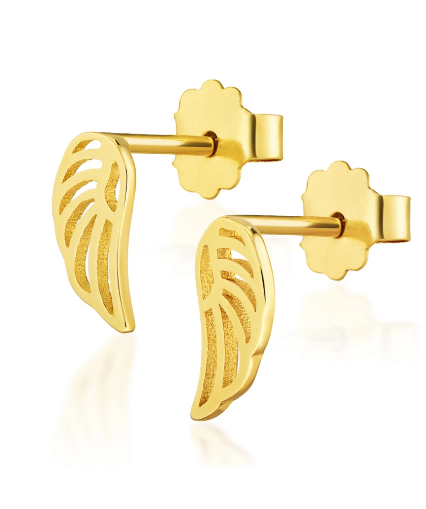 Złote kolczyki mini skrzydełka 14k
