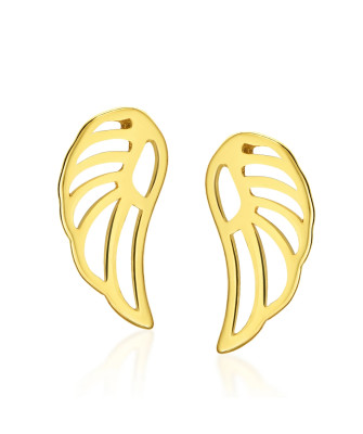 Złote kolczyki mini skrzydełka 14k