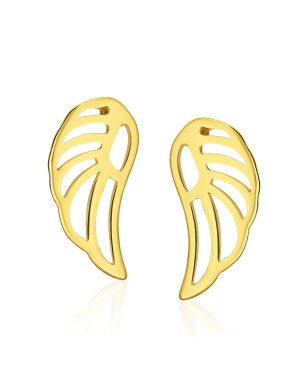 Złote kolczyki mini skrzydełka 14k