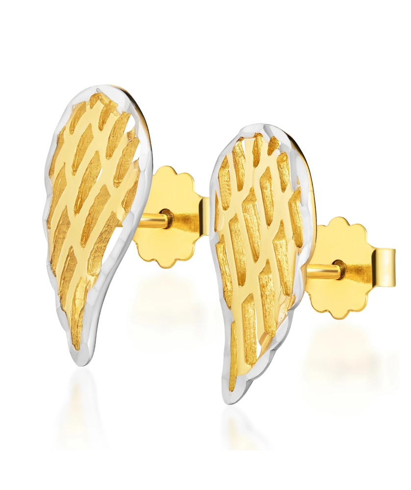 Gold wing earrings 14k