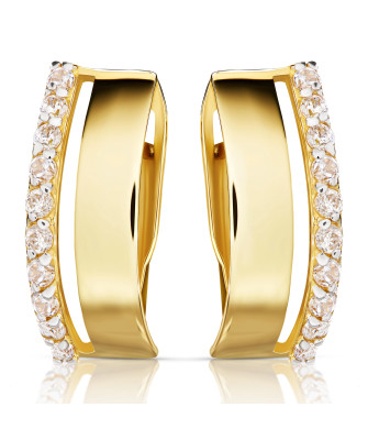 14k gold earrings with white stones
