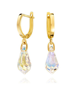 Złote kolczyki Swarovski Crystal 14k