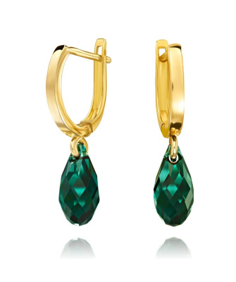Gold earrings Nature made with Swarovski Crystal 14k