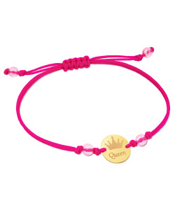 Gold cord bracelet for hand Queen Pink I