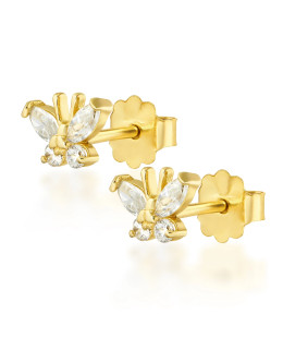 Gold butterfly earrings 14k