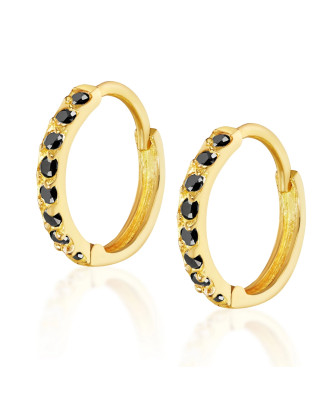 Gold earrings black zirconia 14k