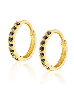 Gold earrings black zirconia 14k
