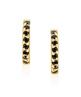 Gold earrings black zirconia 14k