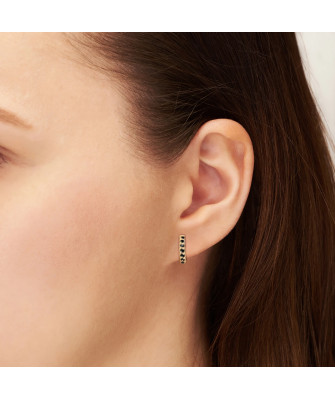 Gold earrings black zirconia 14k