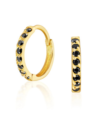 Gold earrings black zirconia 14k