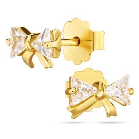 Gold earrings 333 bows with zircons K3.2359 | GoldJewellery