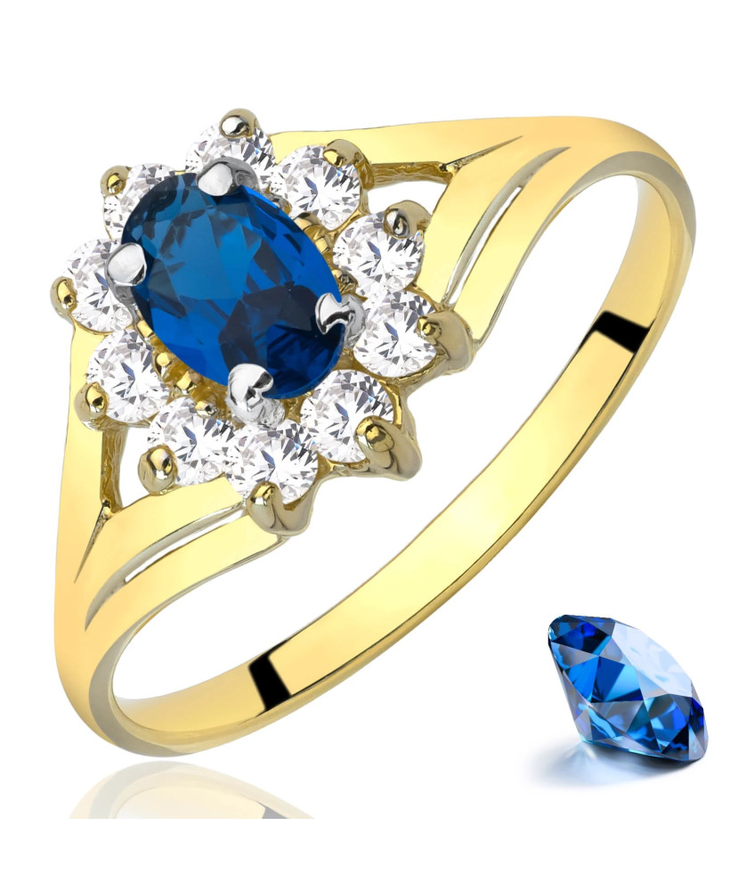 Marquise ring with blue stone