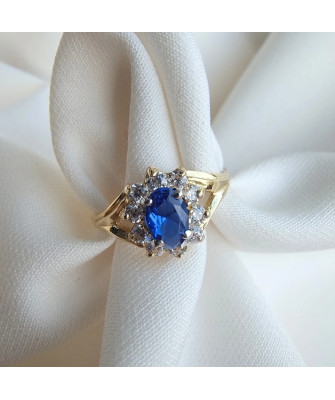Marquise ring with blue stone