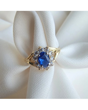 Marquise ring with blue stone