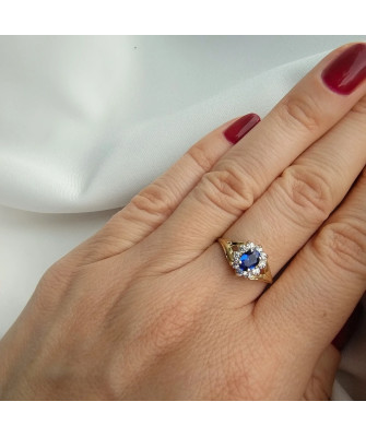 Marquise ring with blue stone