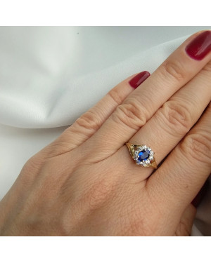 Marquise ring with blue stone