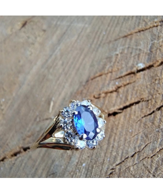 Marquise ring with blue stone