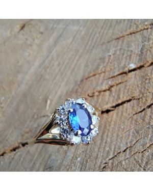 Marquise ring with blue stone