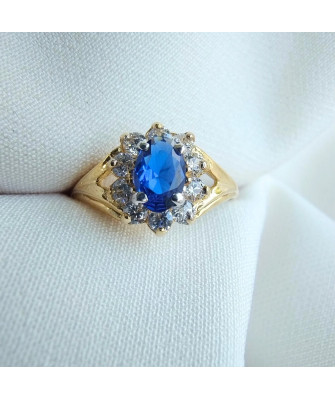 Marquise ring with blue stone