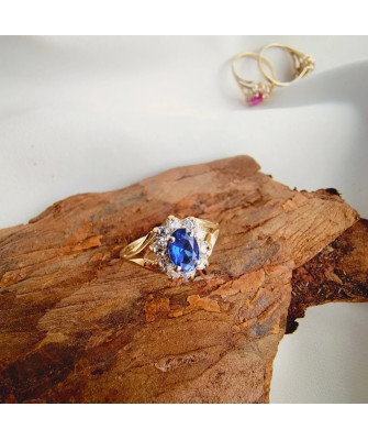 Marquise ring with blue stone