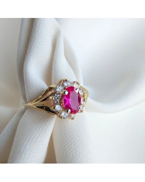 Marquise ring with a red stone