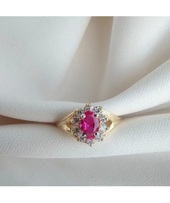 Marquise ring with a red stone