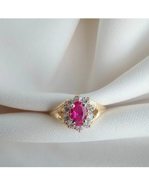 Marquise ring with a red stone