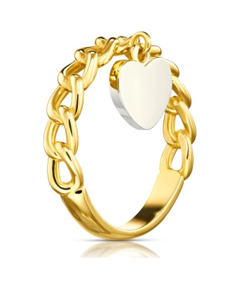 14k chain ring with heart