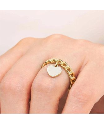 14k chain ring with heart