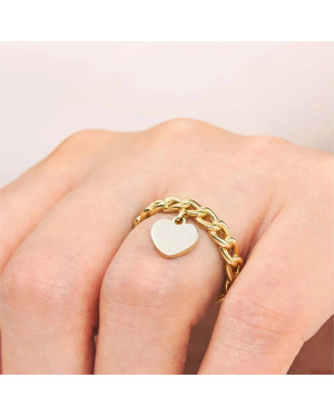 14k chain ring with heart
