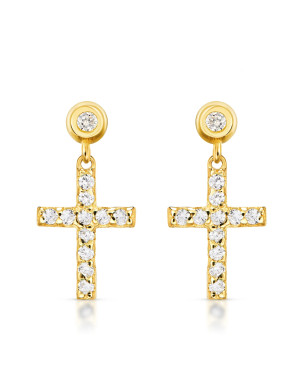 Gold cross earrings 14k