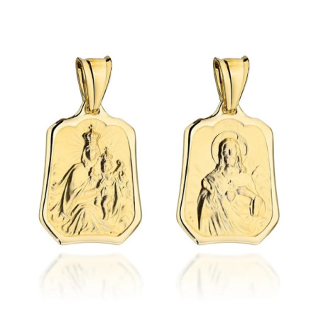 ⭐ Large gold satin scapular medallion ♥ GoldJewellery