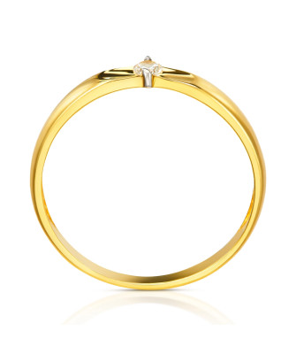 Gold ring band 14k with zirconia