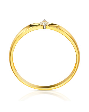 Gold ring band 14k with zirconia