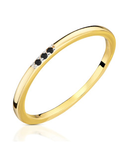 Delicate gold 14k ring black stones