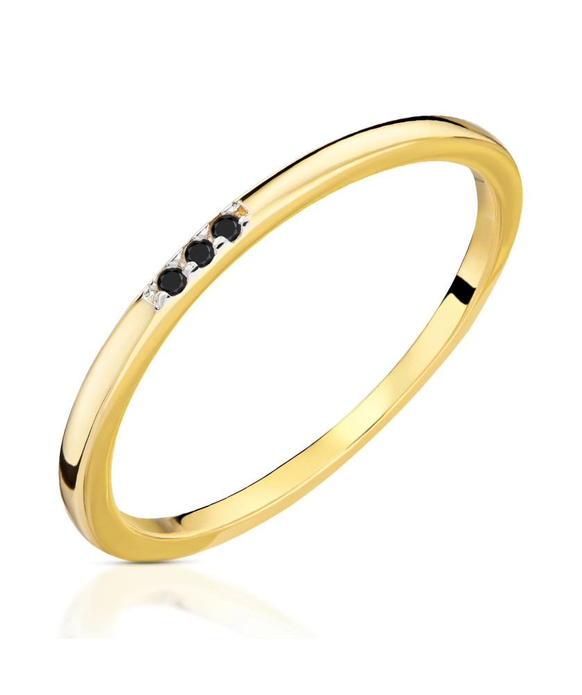Delicate gold 14k ring black stones