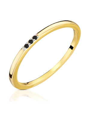 Delicate gold 14k ring black stones