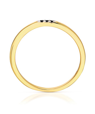 Delicate gold 14k ring black stones