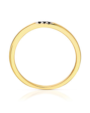 Delicate gold 14k ring black stones